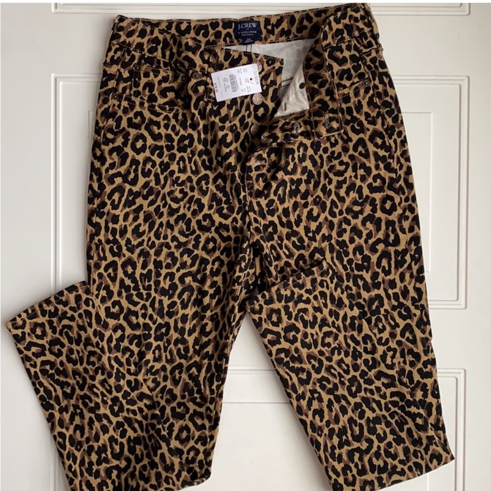 NWT J. Crew 9” High Rise Leopard Print Skinny Jeans Size 28 - Picture 3 of 7